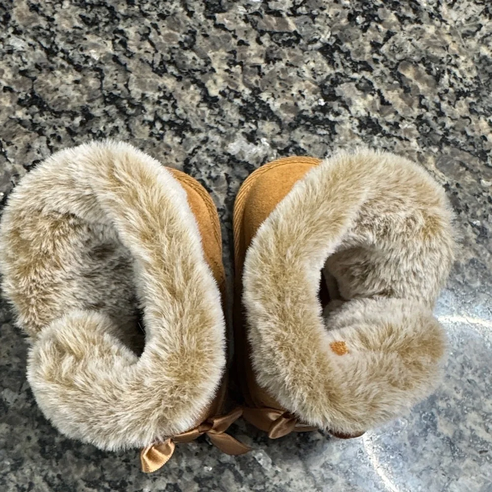 BearPaw Tan Baby Boots with Faux Fur